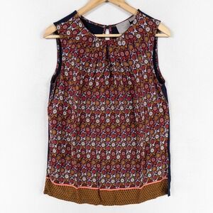 Anthropologie Vanessa Virginia Top Blouse Sz Small Multicolor Geometric Pleated